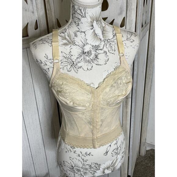 Carnival Peach Hook Loop Corset Bustier Lingerie Lace Size 36B - Picture 1 of 6